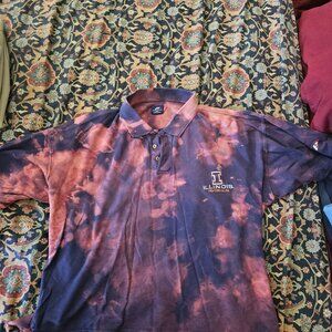 Unique Illinois Fighting Illini Navy Tie-Dye Polo Shirt